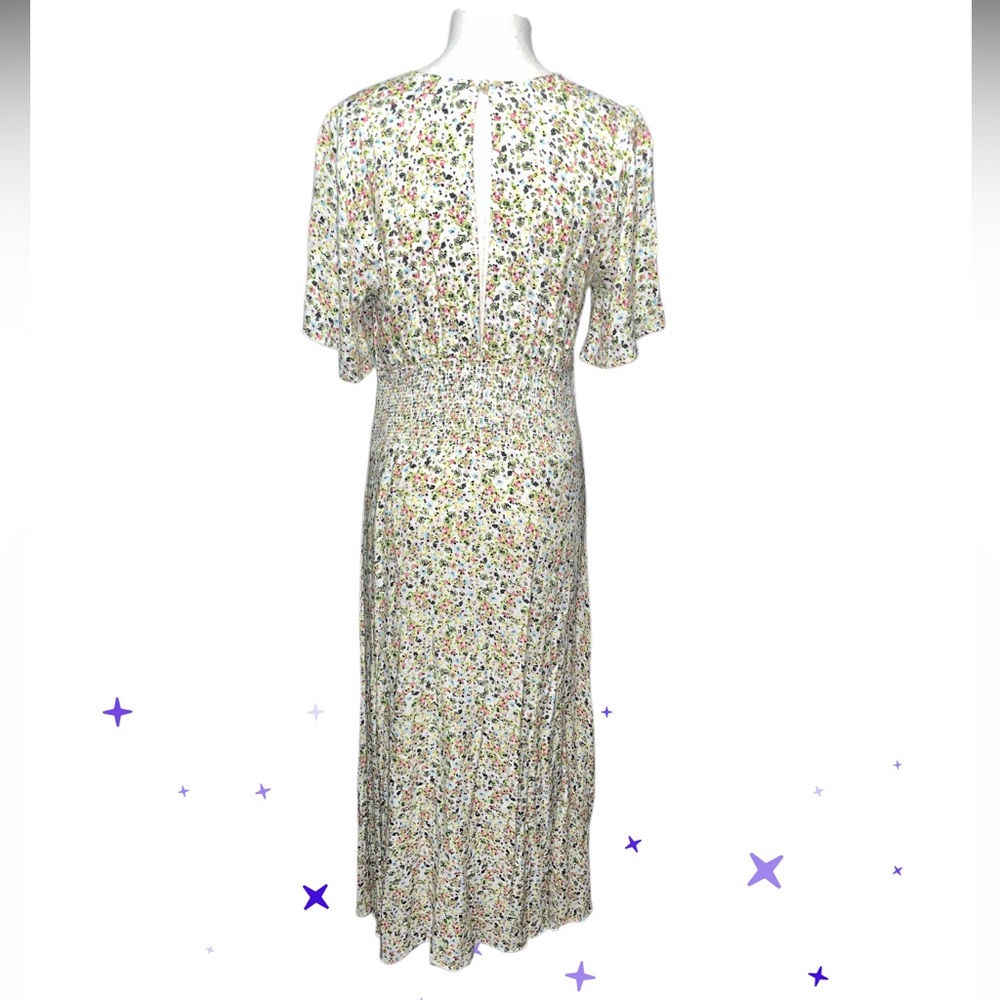 AFRM Janice Green Floral Midi Dress ditsy smocked Bridgerton small cottage core - Picture 4 of 15
